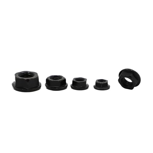 Schwarze Mutter aus Kohlenstoffstahl M3 M4 M5 M6 M8 M10 M12, gezackte Spinlock-Flansch-Sechskantmuttern(M4 20pcs) von TROIOIUM