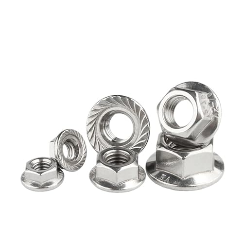 Sechskantflanschmuttern M3 M4 M5 M6 M8 M10 M12 M16 M20 304 Edelstahl Pinking Automatische Sicherungsmutter DIN6923 Gezackter Spinlock(M5 X 50pcs) von TROIOIUM
