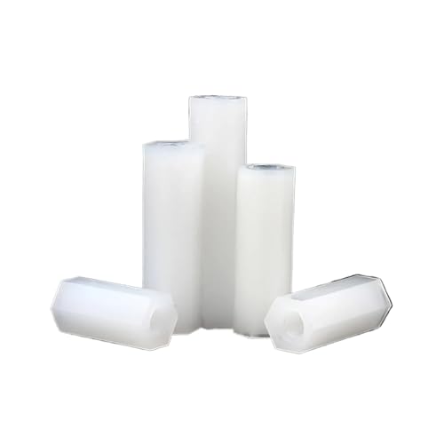 Weiße doppelköpfige Durchgangsloch-Sechskant-Nylonsäule Flachkopf-Kunststoff-PC-Board-Isolationsmuttersäule M2M2.5M3M4(M4X7 100pcs) von TROIOIUM