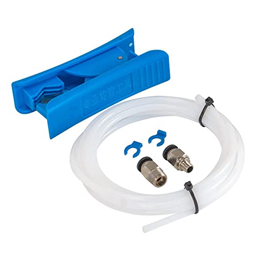 6 Stück PTFE-Schlauch 4mm x 2m Set, 1 PTFE Schlauch 1,75mm + 1 Schlauchschneider + 2 PTFE Teflon Tube Klemme + 2 PC4-M6 PC4-M10 Pneumatik-Anschlussstücke 3D Drucker Zubehör von TRONXY