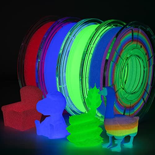 TRONXY Leuchtet PLA 3D Drucker Filament Set, im Dunkeln Leuchtendes Mehrfarbigen, grün, rosa-rot, lila 1,75 mm PLA Filament, 250gx4 Pack von TRONXY