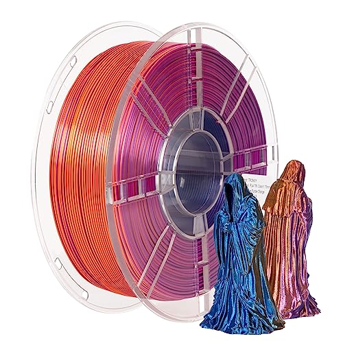 Silk PLA Filament, TRONXY 3 Farben Coextrusion 3D Drucker Filament, seidenglänzend, Blau, Lila, Orange Multicolor PLA Fliament 1.75mm +/-0.02mm, 1kg/2.2lbs Regenbogenfilament von TRONXY