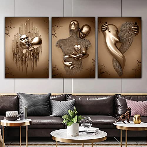 TROONZ 3 Stück Liebe Herz 3D-Effekt Wandkunst mit Rahmen,Abstrakte Metallfigur Skulptur Leinwand,HD-Druck Leinwand Malerei Kern,Paar Hängende Malerei,Home Art Style Dekor-60 * 90cm TROONZ 3 Stück Liebe Herz 3D-Effekt Wandkunst mit Rahmen,Abstrakte Metallfigur Skulptur Leinwand,HD-Druck Leinwand Malerei Kern,Paar Hängende Malerei,Home Art Style Dekor-60 * 90cm von TROONZ