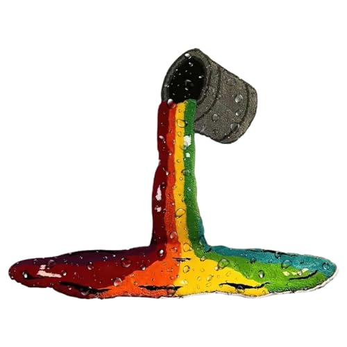 TROONZ 3D-Regenbogen-Eimerteppich, Regenbogen-Farbeimer-Teppich,Lustiger Regenbogenteppich | Regenbogen-Farbeimer-Design, unregelmäßiger Teppich, rutschfest, schnell trocknend, Badezimmerteppich, von TROONZ