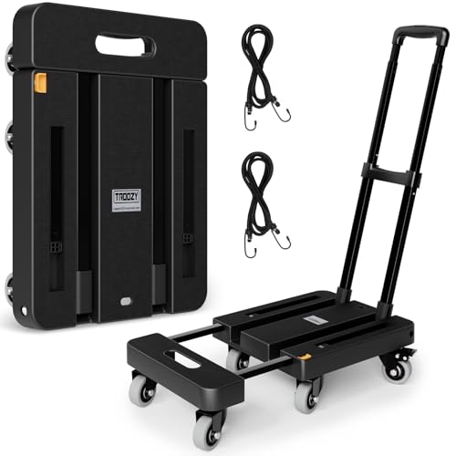 TROOZY Faltbare Sackkarre, 227 kg, robuster Gepäckwagen, Allzweckwagen mit 6 Rädern und 2 elastischen Seilen für Gepäck, Reisen, Umzug, Einkaufen, Büro, Schwarz TROOZY Faltbare Sackkarre, 227 kg, robuster Gepäckwagen, Allzweckwagen mit 6 Rädern und 2 elastischen Seilen für Gepäck, Reisen, Umzug, Einkaufen, Büro, Schwarz von TROOZY