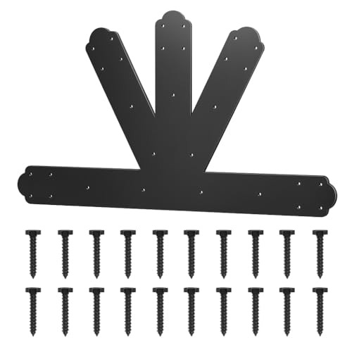 TROPTOLKY Giebelplatte schwarz pulverbeschichtet Pergola Traversen Dachplattenverbinder 6:12 Teilung Giebelhalterung Dekorative Giebelplatte mit Schrauben für Holzbalken Verwendung von TROPTOLKY
