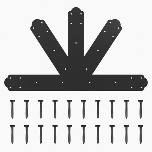 TROPTOLKY Giebelplatte schwarz pulverbeschichtet Pergola Traversen Dachplattenverbinder 8:12 Teilung Giebelhalterung Dekorative Giebelplatte mit Schrauben für Holzbalken Verwendung von TROPTOLKY