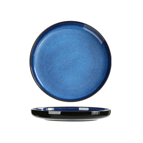 2 Stück - Chinesischer Haushalt einfache und exquisite Retro-Keramik-Ofenglasurplatte - 24,1 cm sternenblau von TROSIQUANJIA