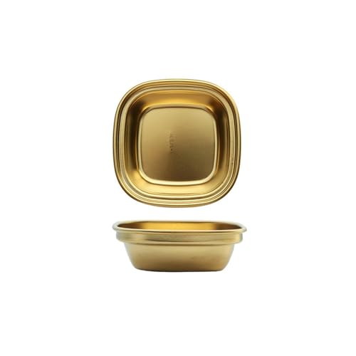 304 Edelstahl Grill Dip Platte Koreanisch Minimalistisch Quadratisch Geschirr Single [Gold] von TROSIQUANJIA