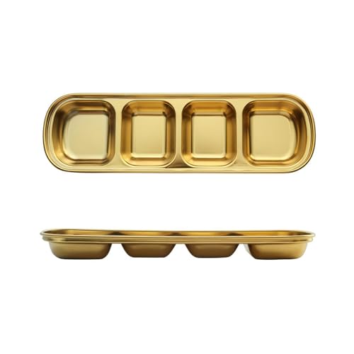 304 Edelstahl Grill Dip Platte Koreanisches minimalistisches quadratisches Geschirr - 4 [Gold] von TROSIQUANJIA