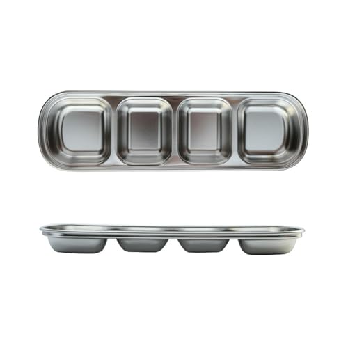 304 Edelstahl Grill Dip Platte Koreanisches minimalistisches quadratisches Geschirr - 4 [Silber] von TROSIQUANJIA