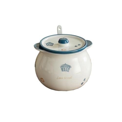 Chinesischer Haushalt, einfache und exquisite Keramik-Unterglasur, Doppelohr-Schweineöl-Tank mit Deckel, Löffel, modernes Doppelohr, 700 ml Chinesischer Haushalt, einfache und exquisite Keramik-Unterglasur, Doppelohr-Schweineöl-Tank mit Deckel, Löffel, modernes Doppelohr, 700 ml von TROSIQUANJIA