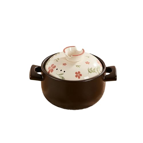 Chinesischer Haushalt, einfacher brennbarer Gas, hochtemperaturbeständiger Keramik-Suppentopf, 3 l, Kamelien-Auflaufform von TROSIQUANJIA