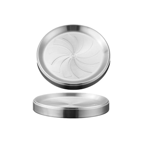 Doppelschichtige Auflaufform aus Edelstahl, kommerzielle exquisite Beilagen, Silber, 26 cm von TROSIQUANJIA