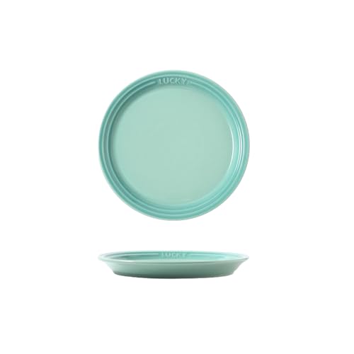 Dumb Solid Ceramic Steak Plate Cake Creative Round Fruit Plate - 17.8 cm plate - Green von TROSIQUANJIA