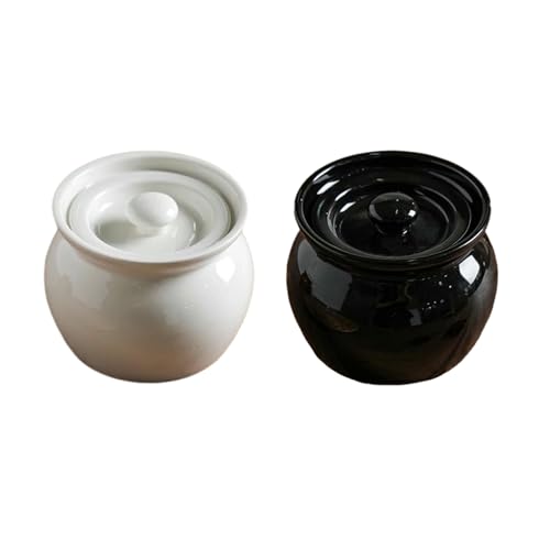 Einfacher, exquisiter runder Unterglasur-Topf für chinesischen Haushalt, 400 ml, weiß + schwarz. von TROSIQUANJIA