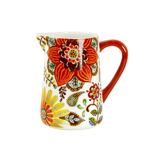 Europäischer Haushalt Retro pastoraler Stil Keramik kreativ und zart Kaltwasserkessel mit Griff - Retro Happy Flower (1,6 l) von TROSIQUANJIA