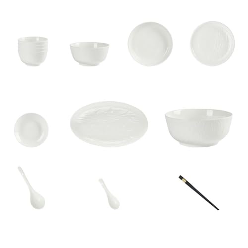 Französische Haushalts-einfache exquisite Unterglasur-geprägte Keramikschalen und -teller, 24-teilige Box für 6 Personen Französische Haushalts-einfache exquisite Unterglasur-geprägte Keramikschalen und -teller, 24-teilige Box für 6 Personen von TROSIQUANJIA