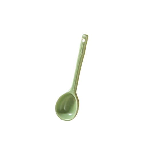 Frischer, niedlicher, einfacher, cremiger und exquisiter Keramiklöffel im chinesischen Stil mit langem Griff, mattes Milchgrün, 4 Stück Frischer, niedlicher, einfacher, cremiger und exquisiter Keramiklöffel im chinesischen Stil mit langem Griff, mattes Milchgrün, 4 Stück von TROSIQUANJIA