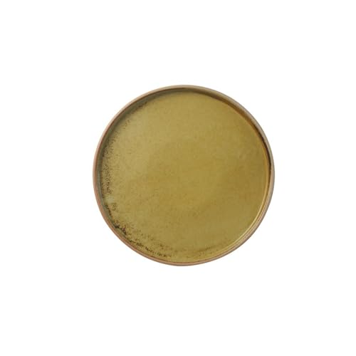 Grobe Töpferei, unterglasierter Ofen, flache Schale, exquisites Heim-Retro-Geschirr, 25,4 cm, Rot und Gelb von TROSIQUANJIA