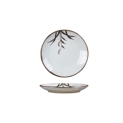 Handbemalte Keramikscheibe mit Gewinde, ofenglasierte Scheibe, japanisches Retro-Haushaltsgeschirr, Qiu Jiang Schilfrohr von TROSIQUANJIA