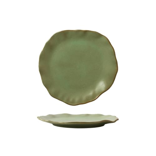 Haushalts-Retro-Schale, speziell geformt, exquisit, ofenglasiert, Gebäck, Reisschale, 20,3 cm, Obstgrün von TROSIQUANJIA