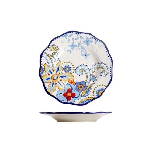Home Retro minimalistische exquisite handbemalte kreative unregelmäßige Keramik-Steakplatte - Gao Bao Lu 22,9 cm kleiner Teller von TROSIQUANJIA