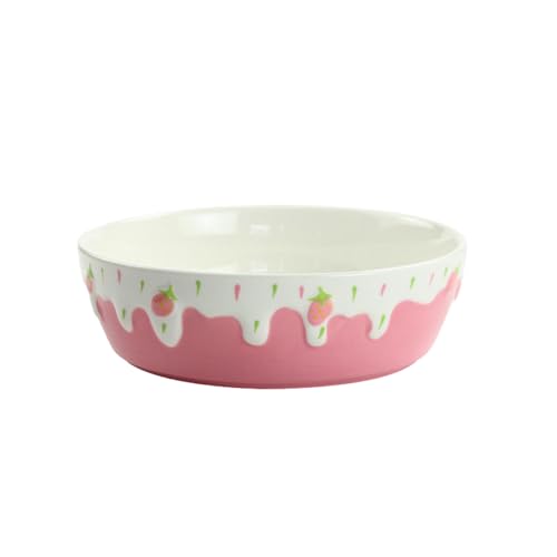 Home Simple handbemalte frische Keramik-Relief-Salatschüssel für Lebensmittel, Obst, Dunkelrosa von TROSIQUANJIA
