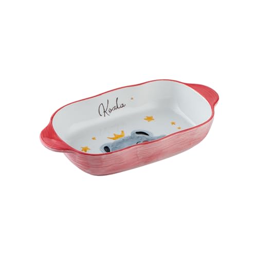 Home handbemalte Unterglasur-Keramik niedlich Cartoon zartes Geschirr - 24,1 cm Doppelohr-Backform, rosa von TROSIQUANJIA
