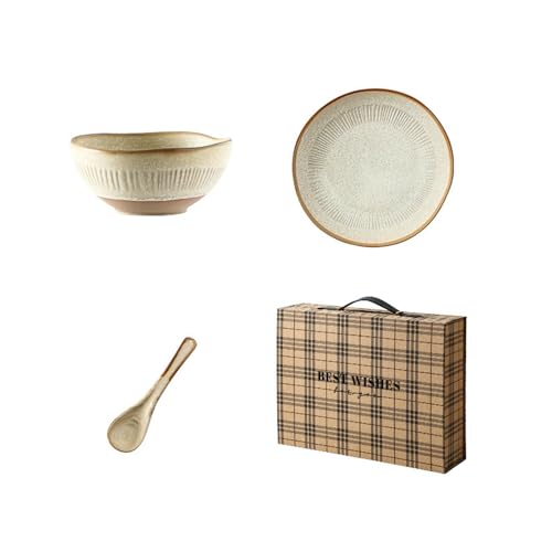Huanghua Keramikgeschirr, einfarbig, japanisches Haushaltsgeschirr, 6-teiliges Set, Box von TROSIQUANJIA