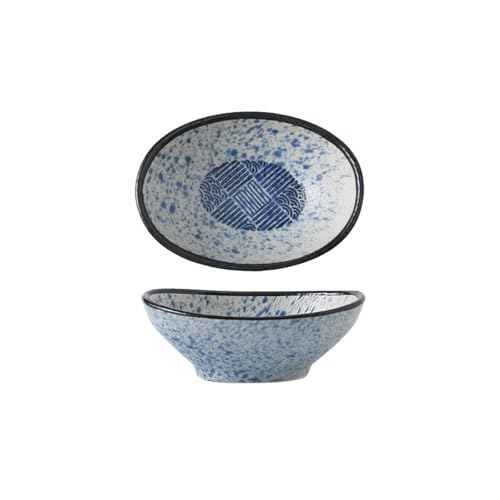 Japanische Haushaltskeramik, einfache Unterglasurfarbe, kreative Persönlichkeit, exquisite Gerichte, Yuanbao-Schale (kariert) von TROSIQUANJIA