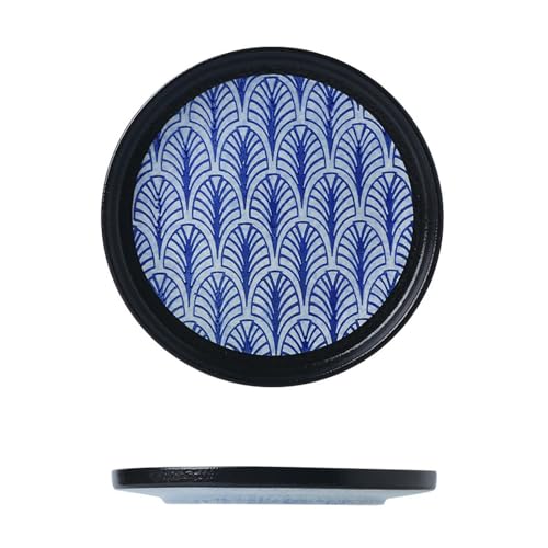 Japanischer Stil Home Retro Unterglasur exquisite Keramik gewellt Westernsteakplatte - 25,4 cm Kantenscheibe Blattmuster von TROSIQUANJIA