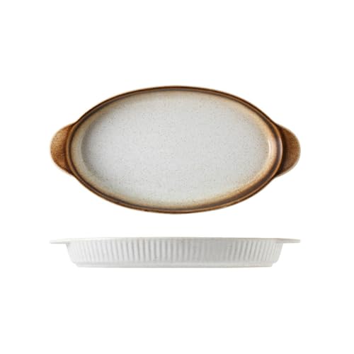 Keramik-Glasierte Ohren, gedämpfte Fischteller, japanisches Haushaltsgeschirr, 30,5 cm [Sesam] von TROSIQUANJIA