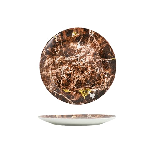 Keramik-Marmor-Teller, Western-Design, einfaches Haushaltsgeschirr, 20,3 cm, Braun von TROSIQUANJIA