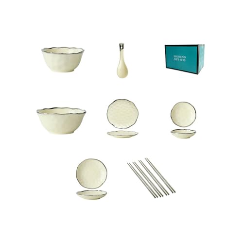 Keramik-Unterglasurfarbe, exquisite Gerichte, nordisches Haushaltsgeschirr, vier Personen essen Hammermilchweiß von TROSIQUANJIA