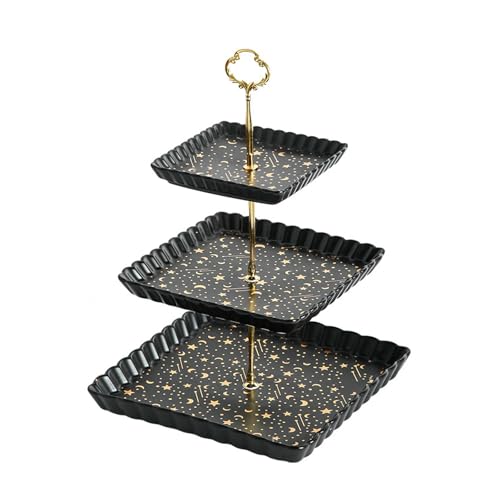 Keramik-gewellter goldfarbener Griff, dreilagige Schnurplatte, nordisches Haushaltsgeschirr, schwarz, dreilagig Keramik-gewellter goldfarbener Griff, dreilagige Schnurplatte, nordisches Haushaltsgeschirr, schwarz, dreilagig von TROSIQUANJIA