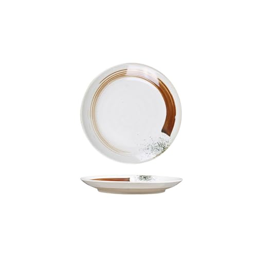 Keramik handbemalte Gewindescheibe für Ofenglasur, japanisches Retro-Haushaltsgeschirr, Schneeflocken-rote Borsten von TROSIQUANJIA