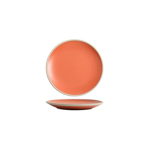 Keramikplatte im japanischen Haushalt, schlicht, Retro, kreative Persönlichkeit, Unterglasur, 20,3 cm, Keramik-Randplatte (ziegelrot) von TROSIQUANJIA