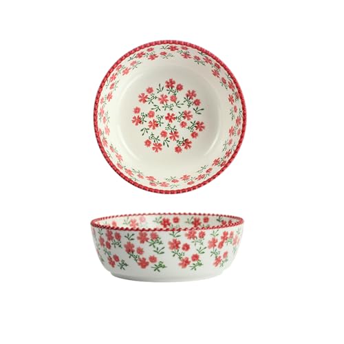 Kreative Keramikschüssel im japanischen Stil für den Heimgebrauch, kleine Salatschüssel mit Blumenmuster, Rot Kreative Keramikschüssel im japanischen Stil für den Heimgebrauch, kleine Salatschüssel mit Blumenmuster, Rot von TROSIQUANJIA