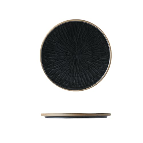 Kreatives Retro-Keramikgeschirr im Retro-Stil wird aus grober Keramik, Western-Steakplatte, 25,4 cm, Ofen wird schwarz von TROSIQUANJIA