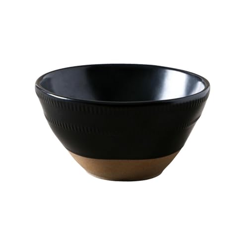 Lamian Nudelschale aus Keramik, vertikale Streifen, Unterglasur, schlichtes kreatives Geschirr, mattschwarz von TROSIQUANJIA