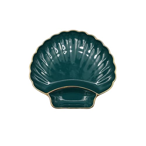 Nordic Wind Haushalt, einfaches und exquisites rundes Keramik-Jiaozi-Gitter, grün vergoldete Schale Nordic Wind Haushalt, einfaches und exquisites rundes Keramik-Jiaozi-Gitter, grün vergoldete Schale von TROSIQUANJIA