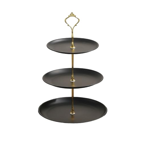 Nordic Wind Haushalt Einfache Retro Edelstahl Dreischichtige Obstschale - Schwarz Dreischichtige Obstschale von TROSIQUANJIA