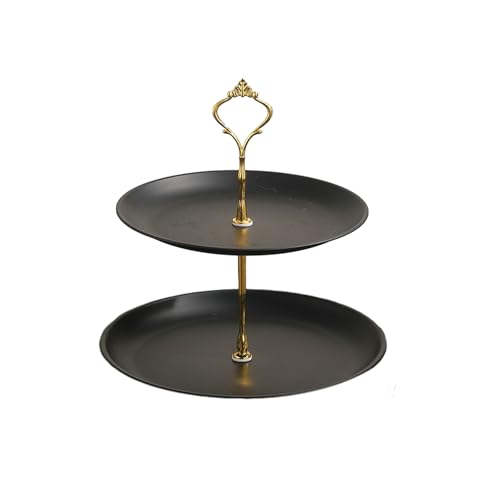 Nordic Wind Haushalt Einfache Retro Edelstahl Dreischichtige Obstschale Schwarz Zweischichtige Obstschale von TROSIQUANJIA