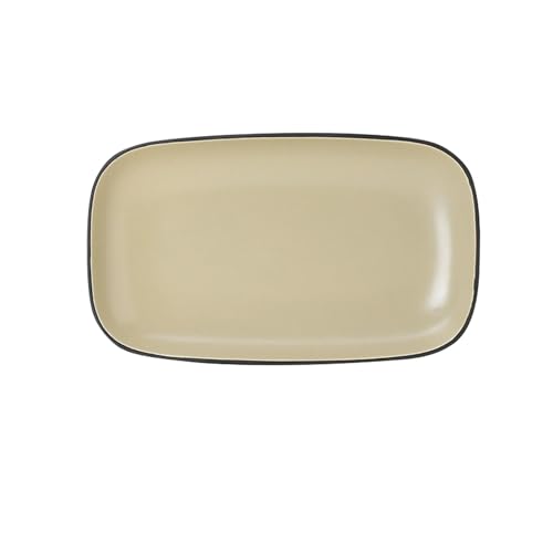 Nordic Wind Haushalt einfache kreative Persönlichkeit Hochtemperaturbeständige Keramik Reisschale Khaki 25,4 cm rechteckiger Teller von TROSIQUANJIA