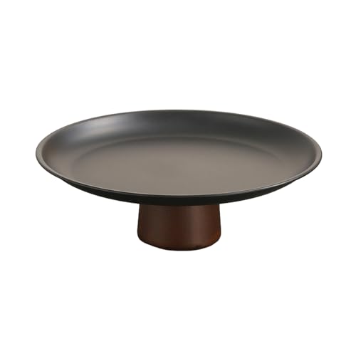 Nordic Wind Haushalt einfache und exquisite Retro Massivholz Edelstahl hohe Obstschale - groß 23 cm von TROSIQUANJIA