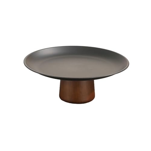 Nordic Wind Haushalt einfache und exquisite Retro Massivholz Edelstahl hohe Obstschale - mittel 20 cm von TROSIQUANJIA