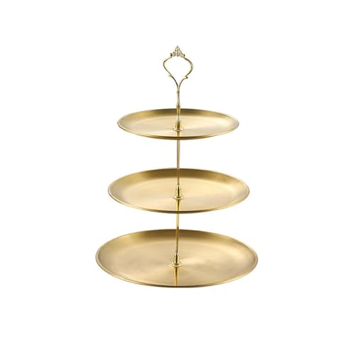 Nordic Wind Haushalt einfache und exquisite dreilagige Obstschale aus Edelstahl, goldfarben, dreilagig von TROSIQUANJIA