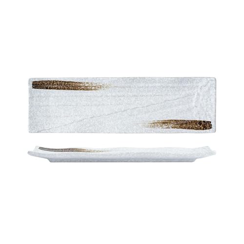 Nordic Wind Haushalt einfache und exquisite hochtemperaturbeständige Keramikstreifen Sushi Teller Charm braun von TROSIQUANJIA