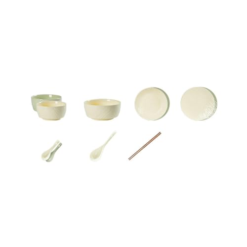 Nordic Wind Haushalt einfache und exquisite hochtemperaturbeständige cremefarbene Windunterglasur Farbgeschirr - 4 Personen - 18-teiliges Set von TROSIQUANJIA